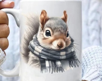 Squirrel Mug, Mug for Squirrell Lovers, Funny Coffee Mug, Gift for Squirrell Lovers, Christmas Mug, Ceramic Mug 15oz