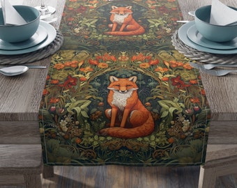 Fall Table Runner, Fox Decor, Fox Lovers, Table Runner Fall, Farmhouse Decor,  Boho Home Decor, William Morris, Holiday Gift For Her