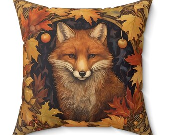 Fox Pillow, Faux Suede Pillow, Autumn Decor, Fall Home Decor, Farmhouse Decor, Fall Pillow, Holiday Gifts For Her, Cottagecore throw