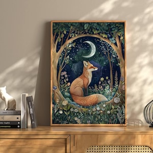 Vintage Fox Print, Fox Gifts, William Morris, Fox Poster, Fox Wall Art, Fox Print Woodland Animals Fox Decor Fox Art Fox Lover Gifts For Her