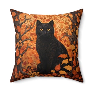 Black Cat Halloween, Black Cat Pillow, Fall Pillow, Fall Home Decor, Cat Lover Gift, Cat Pillow, Black Cat Lover, Witchy Cat, Gothic Decor