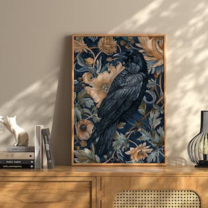 Crow Wall Art, Raven Print, Vintage Wall Art, Moody Wall Art, Dark Cottagecore, Dark Academia Decor, Gothic Wall Decor, Goblincore Decor