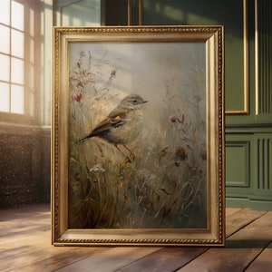 Moody Bird Print, Vintage Bird Print, Bird Wall Art, Antique Oil Painting, Vintage Art, Dark Academia,  Moody Wall Art, Dark Cottagecore