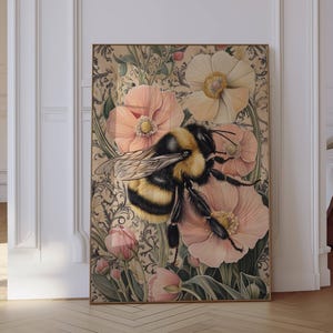 Bee Print, Bee Wall Decor, William Morris Print, Farmhouse Wall Decor, Vintage Bee Poster, Bee Wall Art, Nature Wall Decor Insect Art