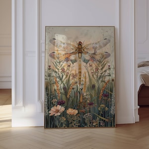 Dragonfly Print, Dragonfly Wall Art, William Morris, Aesthetic Wall Decor, Floral Prints, Artful Art, Floral Poster, Dragonfly Gifts For Her