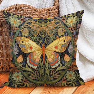 Butterfly Pillow Cover, Boho Butterflies, Decorative Pillow, Spring Decor, Soft Cushion Cover, Cottagecore Decor, Butterfly Gifts For Her