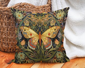 Butterfly Pillow Cover, Boho Butterflies, Decorative Pillow, Spring Decor, Soft Cushion Cover, Cottagecore Decor, Butterfly Gifts For Her