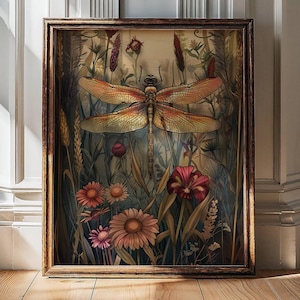 Dragonfly Wall Art, Dragonfly Print, William Morris, Aesthetic Wall Decor, Floral Prints, Artful Art, Floral Poster, Dragonfly Gifts For Her