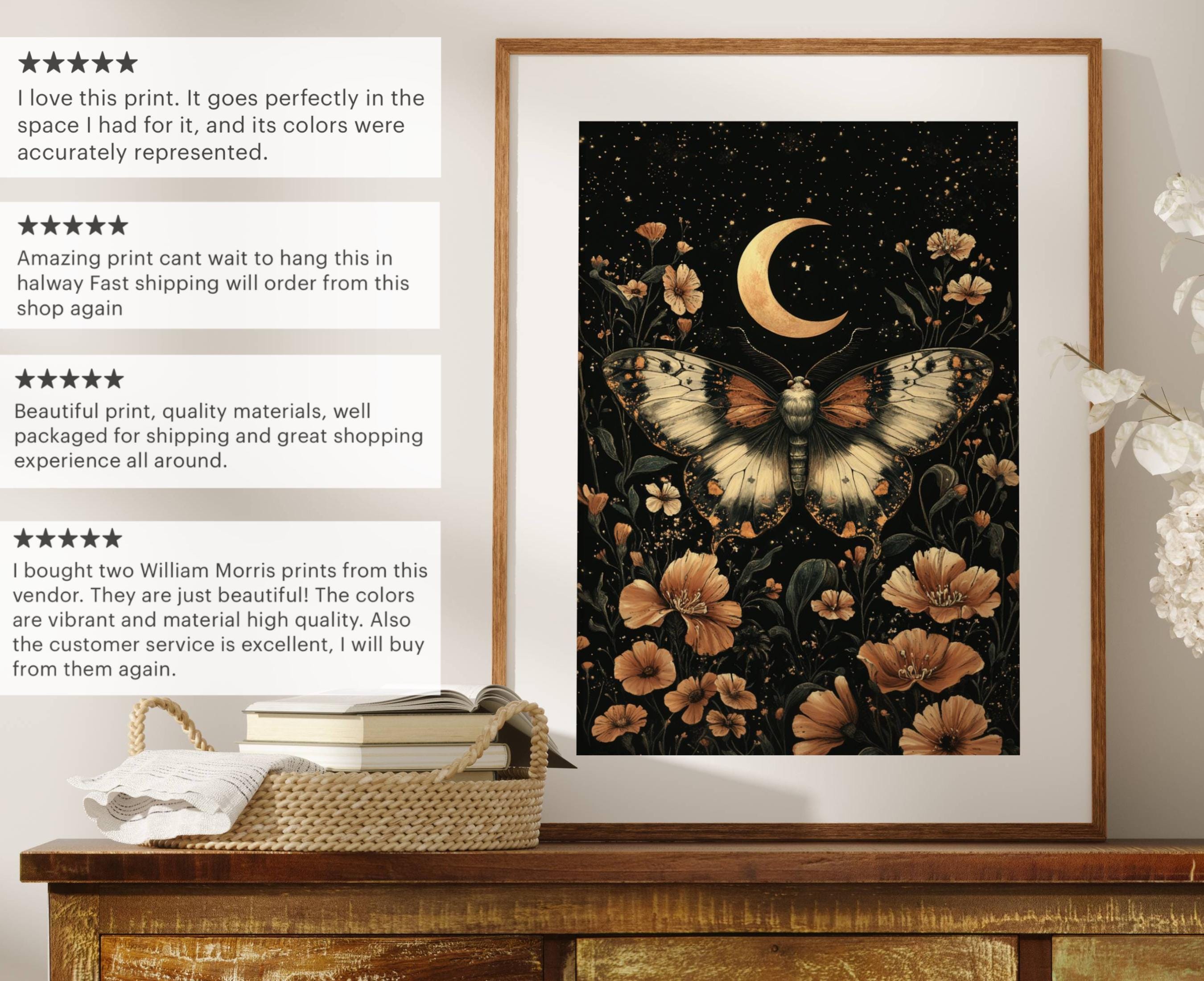Moth Wall Decor, Moth and Moon Print, Magic Moon, Magical Decor Art ...