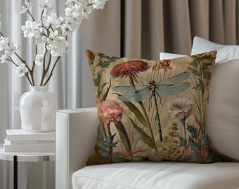 Dragonfly Home Decor, Dragonfly Pillow Cover, William Morris, Decorative Cushions, Dragonfly Decor, Insect Pillow, Dragonfly Gifts For Her