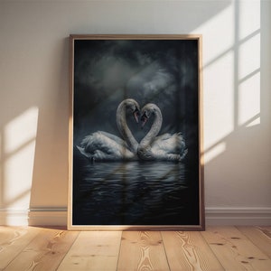 Dark Academia Swan Print, Swan Wall Art, Dark Moody Swan Print, Swan Art Print, Dark Aesthetic Print , Dark Cottagecore Painting, Goth Art image 10