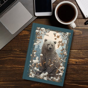 Bear Journal, Winter Bear, Aesthetic Journal, Cottagecore Journal, Bear Notebook, Forest Journal Bear Lover Gift, Hardcover Notebook