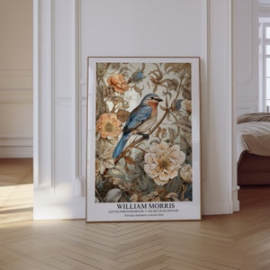 Impresión de William Morris, póster de pájaros, arte mural de pájaros, póster de William Morris, arte mural estético, póster vintage, impresión botánica, regalo de arte mural