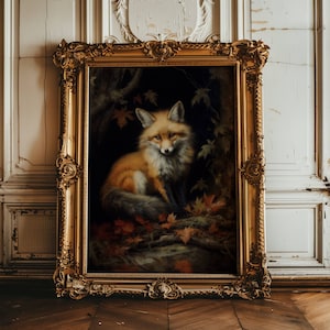 Fox Print, Witchy Room Decor, Dark Cottagecore Prints, Vintage Fox Print, Fox Wall Art, Dark Academia Animal Prints, Fox Lover Gifts For Her