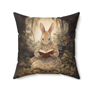Bunny Pillow, Nursery Pillow, Rabbit Throw Pillow,Reading Gifts, Vintage Pillow, Bunny Lover Gifts For Her, Bookish, Housewarming Gift Bild 6