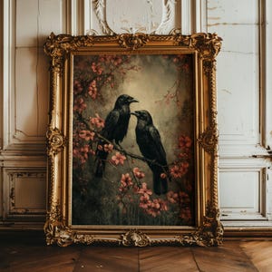 Raven Print Vintage Wall Art, Moody Wall Art, Dark Cottagecore, Dark Academia Decor, Gothic Wall Decor, Dark Landscape, Dark Wall Decor