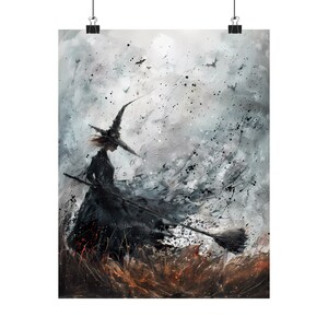 Witchy Prints, Dark Academia, Halloween Print, Vintage Witch Art, Witchy Decor, Gothic Wall Art, Dark Oil Painting Moody Wall Art Artful Art image 4
