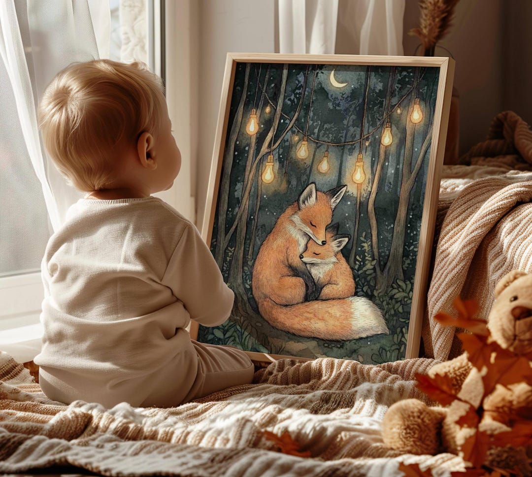 Fox Nursery Print, Forest Nursery Decor, Woodland Animals, Fox Family ...