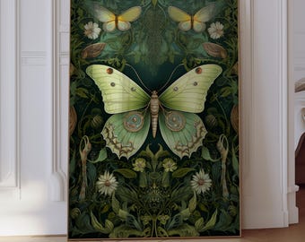 Luna Moth Gift, Luna Moth Art, Luna Moth Decor,  Aesthetic Wall Art, Artful Art, Walter Crane, Witchy Luna Moth, Luna Moth Gifts For Her