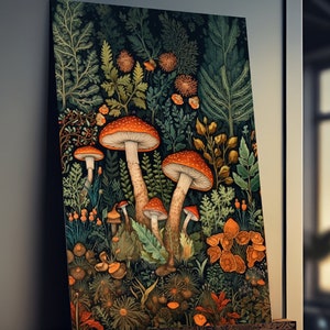 Mushroom Art Print, Mushroom Wall Art, Mushroom Poster, Botanical Wall Decor, Mushroom Decor, Mycology, Cottagecore Poster, William Morris