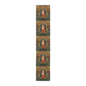 Fall Table Runner, Fox Decor, Fox Lovers, Table Runner Fall, Farmhouse Decor, Boho Home Decor, William Morris, Holiday Gift For Her image 3
