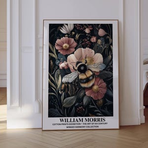 Bumble Bee Print, Bumble Bee Decor, William Morris Print, William Morris Exhibition Print Vintage Bee Poster, Bumble Bee Wall Art Insect Art