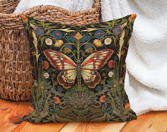 Decorative Pillow, Butterfly Pillow Cover, Soft Cushion Cover, Boho Butterflies, Spring Decor, Cottagecore Decor, Butterfly Gifts For Her