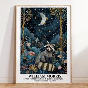 Raccoon Print, William Morris Print,  William Morris Poster, Vintage Wall Art, Vintage Poster, Raccoon Art, Raccoon Lover Gifts For Her