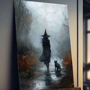 Halloween Prints, Witch Print, Black Cat Print, Dark Academia, Vintage Witch Art, Witchy Wall Decor, Gothic Wall Art,  Witchy Gifts For Her