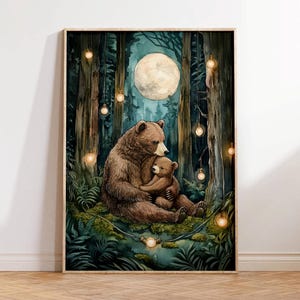 Bear Nursery Print, Forest Nursery Decor, Woodland Animals, Bear Family Art, Forest Illustration, Forest Nursery Decor, Baby Shower Gifts