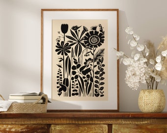 Boho Wall Decor, Abstract Floral Art Print, Botanical Wall Art, Minimalist Flowers,  Flower Art Prints, Modern Nature Print, Modern Wall Art