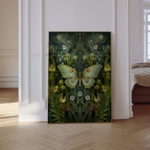 Luna Moth Gift, Luna Moth Art, Luna Moth Decor, Aesthetic Wall Art, Artful Art, Walter Crane, Witchy Luna Moth, Luna Moth Gifts For Her