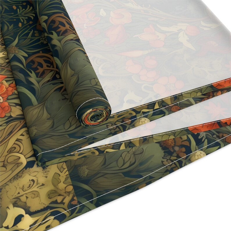 Fall Table Runner, Fox Decor, Fox Lovers, Table Runner Fall, Farmhouse Decor, Boho Home Decor, William Morris, Holiday Gift For Her image 4