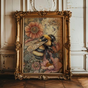Bee Print, Bee Wall Decor, Bee Wall Art, William Morris Print, Farmhouse Wall Decor, Vintage Bee Poster,  Nature Wall Decor Insect Art