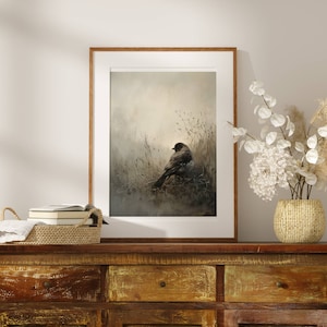 Moody Wall Art, Moody Bird Print, Vintage Bird Print, Bird Wall Art