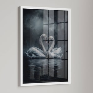 Dark Academia Swan Print, Swan Wall Art, Dark Moody Swan Print, Swan Art Print, Dark Aesthetic Print , Dark Cottagecore Painting, Goth Art image 8