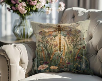 Dragonfly Pillow Cover, William Morris, Decorative Cushions, Dragonfly Decor, Insect Pillow, Dragonfly Home Decor, Dragonfly Gifts For Her
