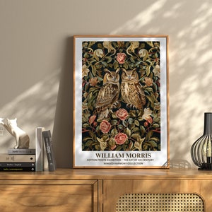 Owl Print, Bird Wall Decor, Bird Wall Art Print, William Morris Exhibition Print, Vintage Wall Art, Owl Wall Art, Owl Lover Gift For Her