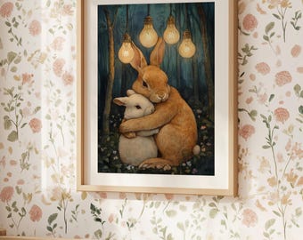 Bunny Nursery Decor, Rabbit Nursery,  Bunny Nursery Art, Rabbit Wall Art, Woodland Animals, Woodland Wall Decor, Sleeping Rabbit Prints