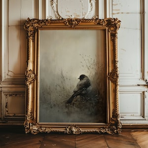 Moody Wall Art, Moody Bird Print, Vintage Bird Print, Bird Wall Art, Antique Oil Painting, Vintage Art, Dark Academia, Dark Cottagecore