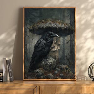 Raven Print,  Vintage Wall Art, Moody Wall Art, Dark Cottagecore, Dark Academia Decor, Gothic Wall Decor, Dark Landscape, Dark Wall Decor