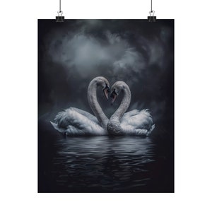 Dark Academia Swan Print, Swan Wall Art, Dark Moody Swan Print, Swan Art Print, Dark Aesthetic Print , Dark Cottagecore Painting, Goth Art image 4