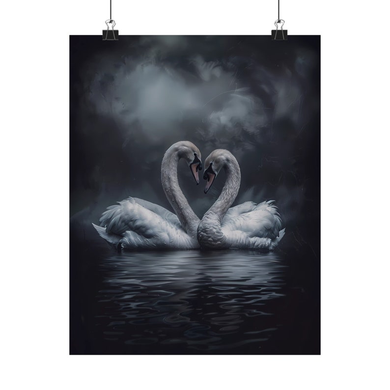 Dark Academia Swan Print, Swan Wall Art, Dark Moody Swan Print, Swan Art Print, Dark Aesthetic Print , Dark Cottagecore Painting, Goth Art image 4