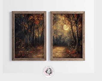 Fall Wall Decor, Woodland Prints, Prints Set of 2, Oil Painting Print, Landscape Painting, Fall Prints, William Morris, Autumn Gifts For Her