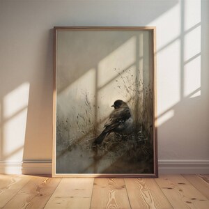 Moody Wall Art, Moody Bird Print, Vintage Bird Print, Bird Wall Art