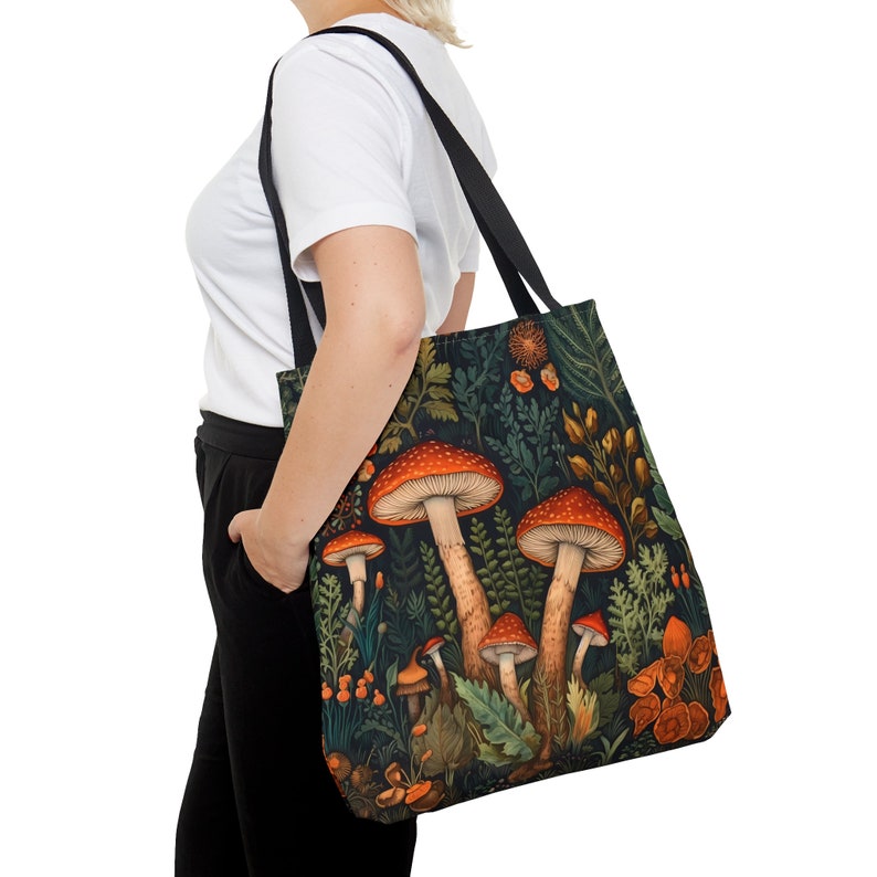 Bolso tote de setas, tote de setas, setas del bosque. Hongos, Tote estético, Regalo amante de los hongos, Tote Cottagecore, Regalo de hongos imagen 5