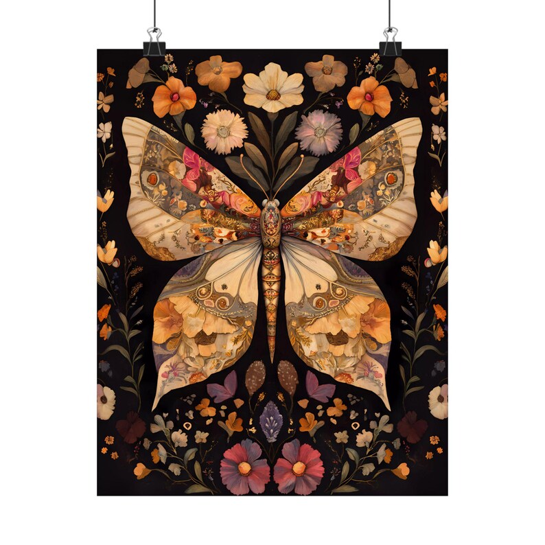 Butterfly Wall Decor, Butterfly Print, Moody Wall Art, William Morris, Aesthetic Wall Decor, Dark Cottagecore Art, Butterfly Gifts For Her image 4