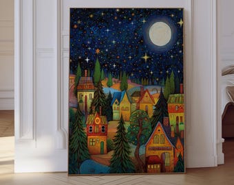 Gustav Klimt Print, Moon And Stars Prints, Starry Night Prints, Gustav Klimt Poster,  Gustav Klimt Wall Art, Art Nouveau, Aesthetic Wall Art