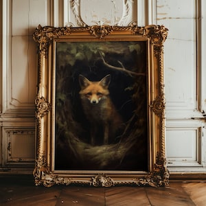 Fox Print, Witchy Room Decor, Dark Cottagecore Prints, Vintage Fox Print, Fox Wall Art, Dark Academia Animal Prints, Fox Lover Gifts For Her