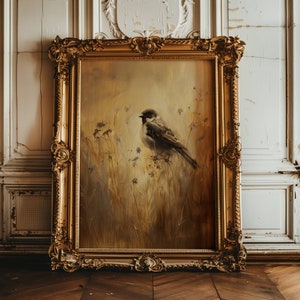 Moody Wall Art, Moody Bird Print, Vintage Bird Print, Bird Wall Art, Antique Oil Painting, Vintage Art, Dark Academia, Dark Cottagecore